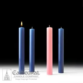 1-1/2" X 12" 51% Beeswax Advent Candle Set (3 Sarum Blue, 1 Pink)