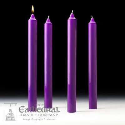 1-1/2" X 16" Stearine Advent Candle Set (4 Purple)