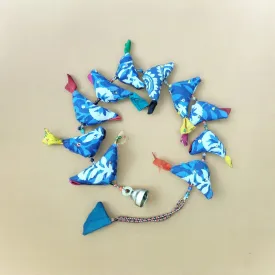10 Tota Bird Bell Indigo Blue Recycled Cotton Stuffed Small Birds Beads Bell Prosperity Hens Boho Home Decor Ornaments Wholesale Lot