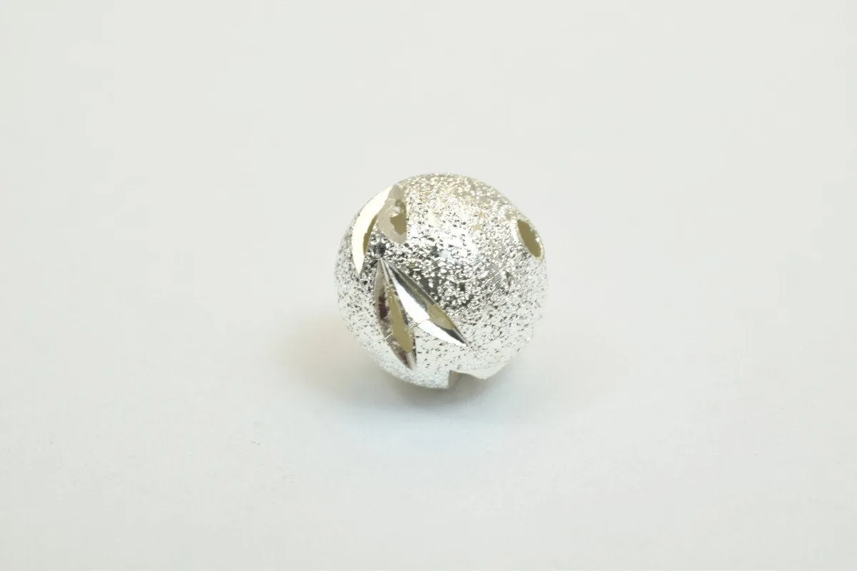 100 PCs Silver Plated Carved Round Beads 6mm/8mm/10mm Diamond Cut
