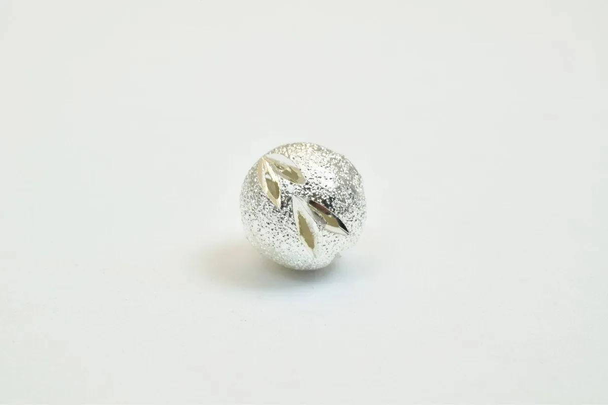 100 PCs Silver Plated Carved Round Beads 6mm/8mm/10mm Diamond Cut