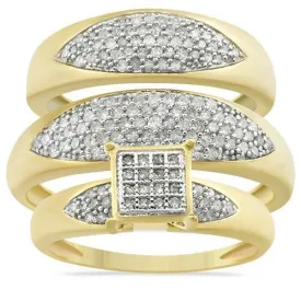 10K Yellow Gold Diamond Wedding Band Set 0.84 Ctw