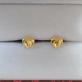 18k Yellow Gold Heart Stud Earrings