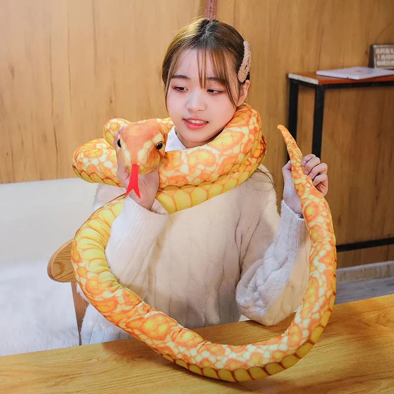 1pc 110/200cm Simulation Cobra and Python Snake Plush Toy Soft Stuffed Zodiac Dolls Funny Gift for Children Kids Party Toys