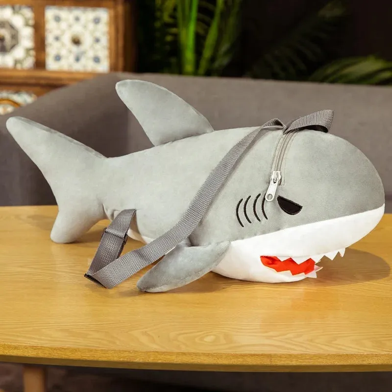 1pc 50cm Kawaii Shark Backpack Plush Pillow Stuffed Soft Animal Dolls Nice Birthday Gift for Girls Baby Dolls