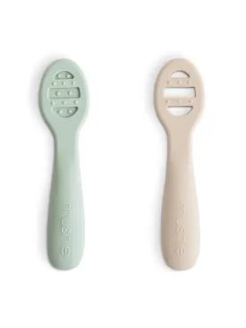 2-Pack First Feeding Baby Spoons, Cambridge Blue/Shifting Sand