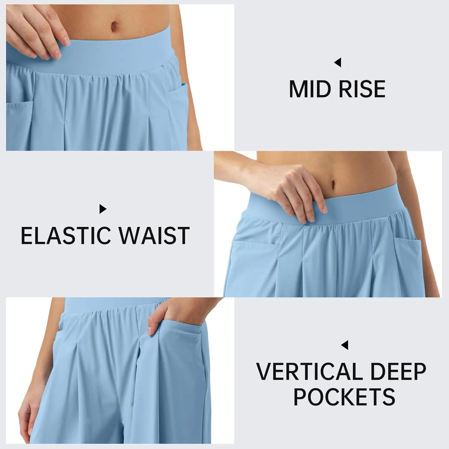 26"/28" Inseam Petite Womens Wide Leg Sweatpants Lightweight High Rise Upf50 Loose Thin Cool Summer Pants with Pockets 2025
