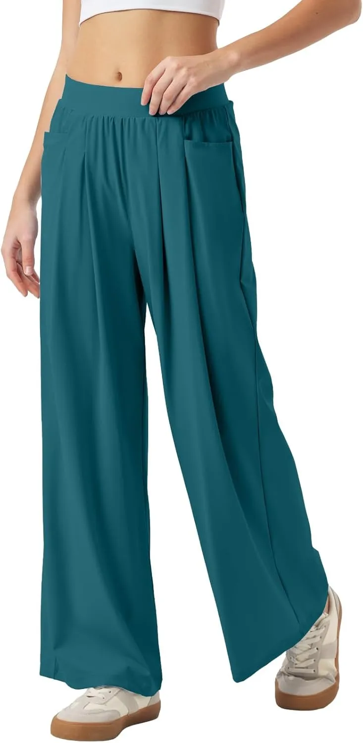26"/28" Inseam Petite Womens Wide Leg Sweatpants Lightweight High Rise Upf50 Loose Thin Cool Summer Pants with Pockets 2025