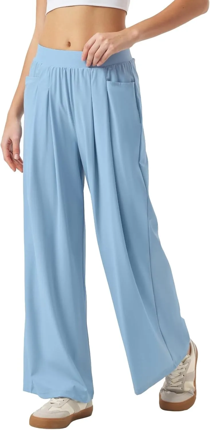 26"/28" Inseam Petite Womens Wide Leg Sweatpants Lightweight High Rise Upf50 Loose Thin Cool Summer Pants with Pockets 2025