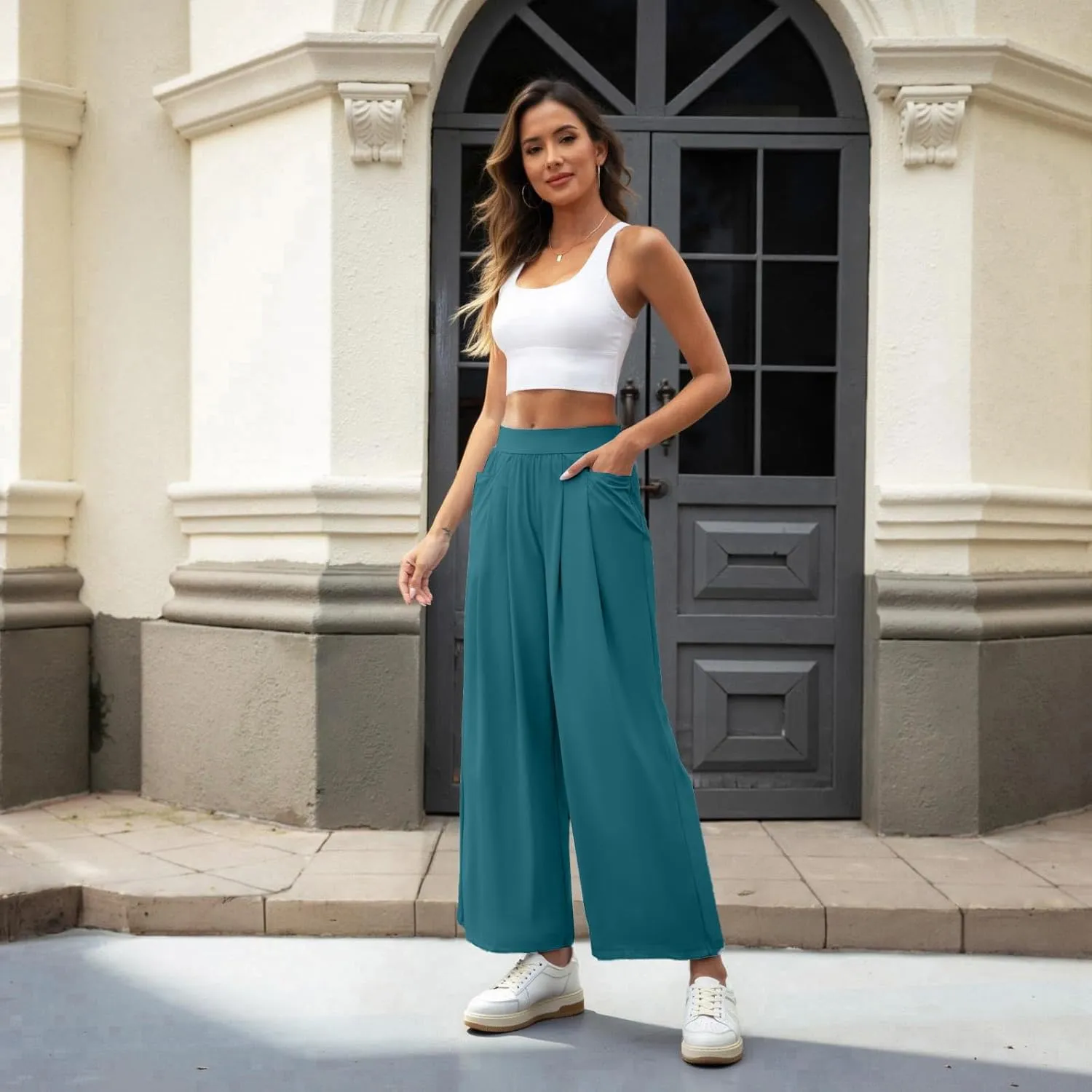 26"/28" Inseam Petite Womens Wide Leg Sweatpants Lightweight High Rise Upf50 Loose Thin Cool Summer Pants with Pockets 2025