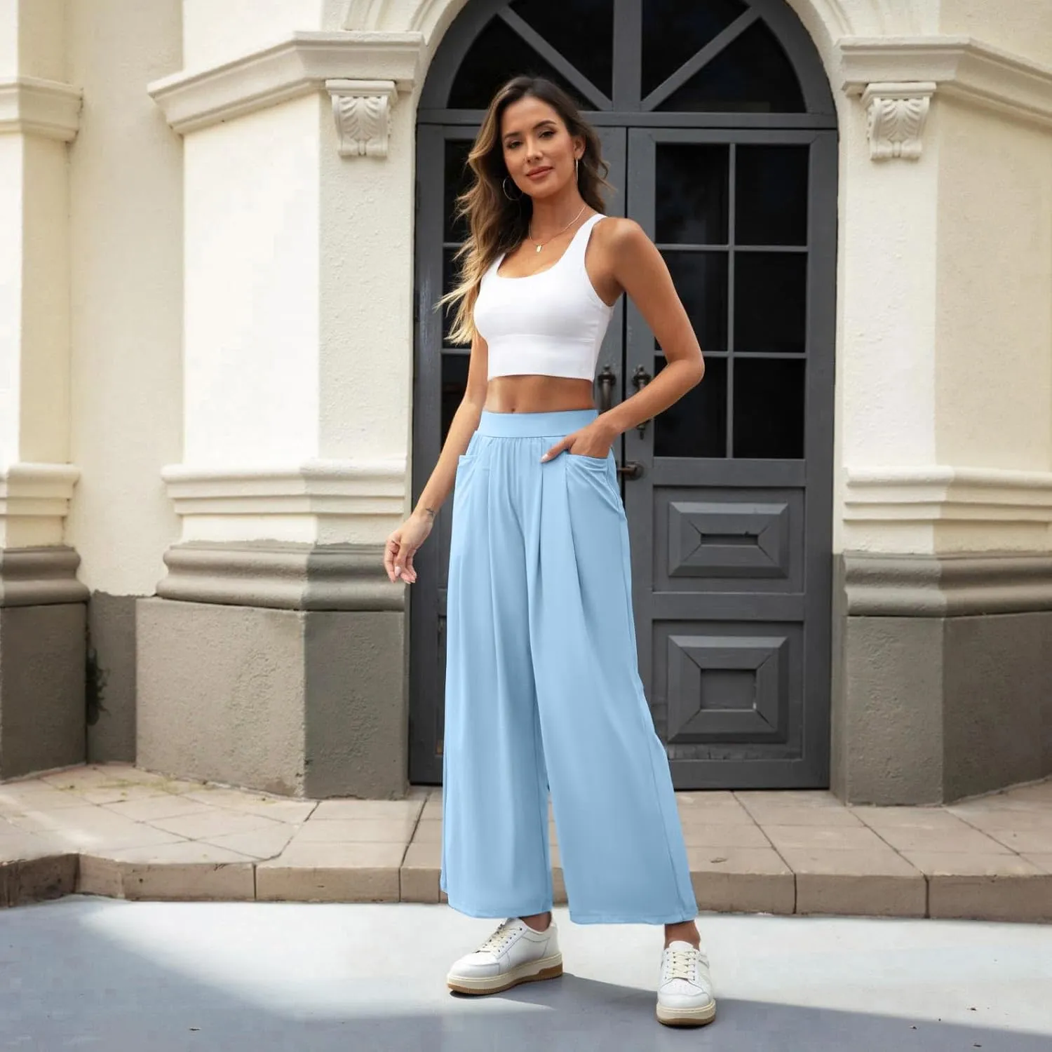 26"/28" Inseam Petite Womens Wide Leg Sweatpants Lightweight High Rise Upf50 Loose Thin Cool Summer Pants with Pockets 2025