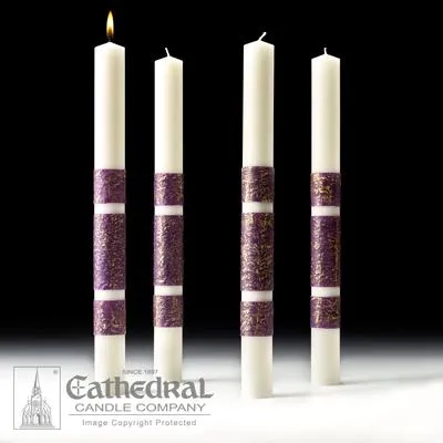 2" X 24" Artisan Wax Advent Candle Set (4 Purple)