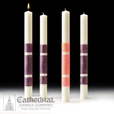3-1/2" X 18" Artisan Wax Advent Candle Set (3 Purple, 1 Pink)