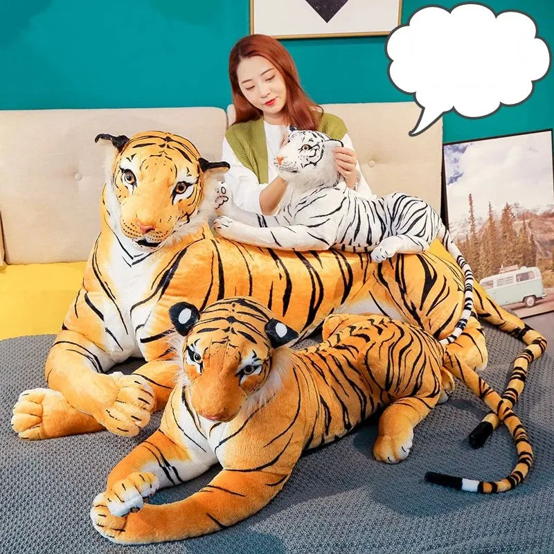30-120cm Stuffed Animal Simulation Giant Plush Tiger White Brown Cute Plush Tiger Birthday Gifts  Children Baby Christmas Gifts