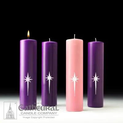 3" x 12" Stearine Star Of The Magi Advent Pillar Set