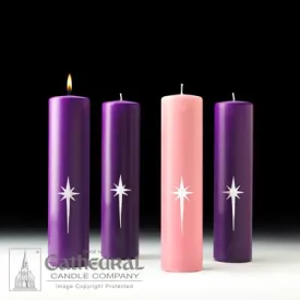 3" x 12" Stearine Star Of The Magi Advent Pillar Set