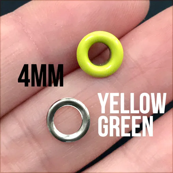 4mm Grommets in Neon Yellow Color | Painted Eyelets | DIY Leather Craft Supplies (10 sets / Yellow Green)