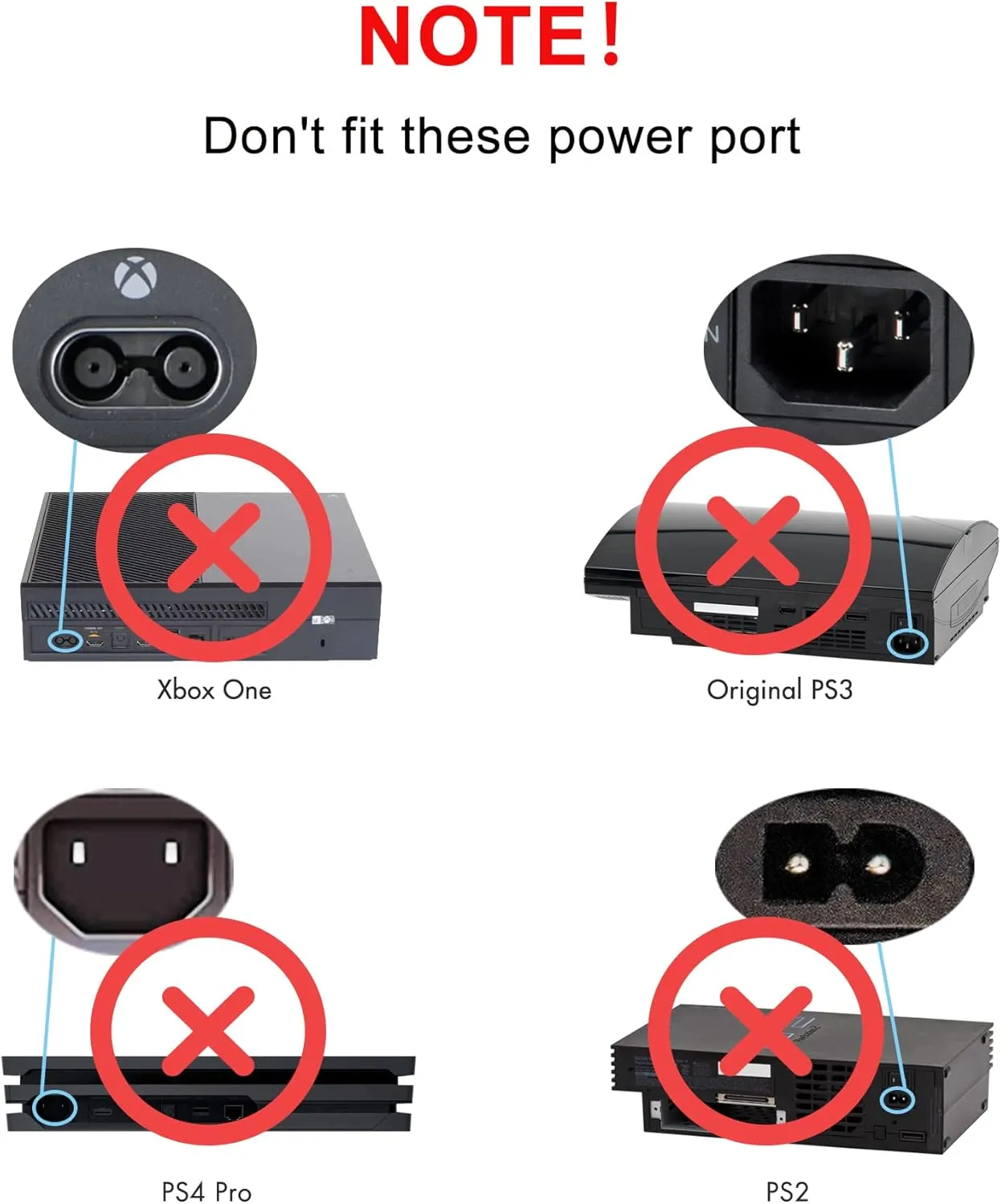 AC Power Cord for Xbox One S/X, Xbox Series X / S, Sony PS4 / PS4 Slim / PS5 / PS3 Slim / PS3 Super Slim PlayStation 4 Slim PlayStation 5 PlayStation 3 Slim Power Supply Cable Replacement