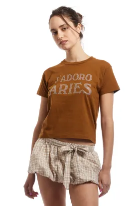 ARIES - J'ADORO ARIES DIAMANTE SS BABY TEE BROWN