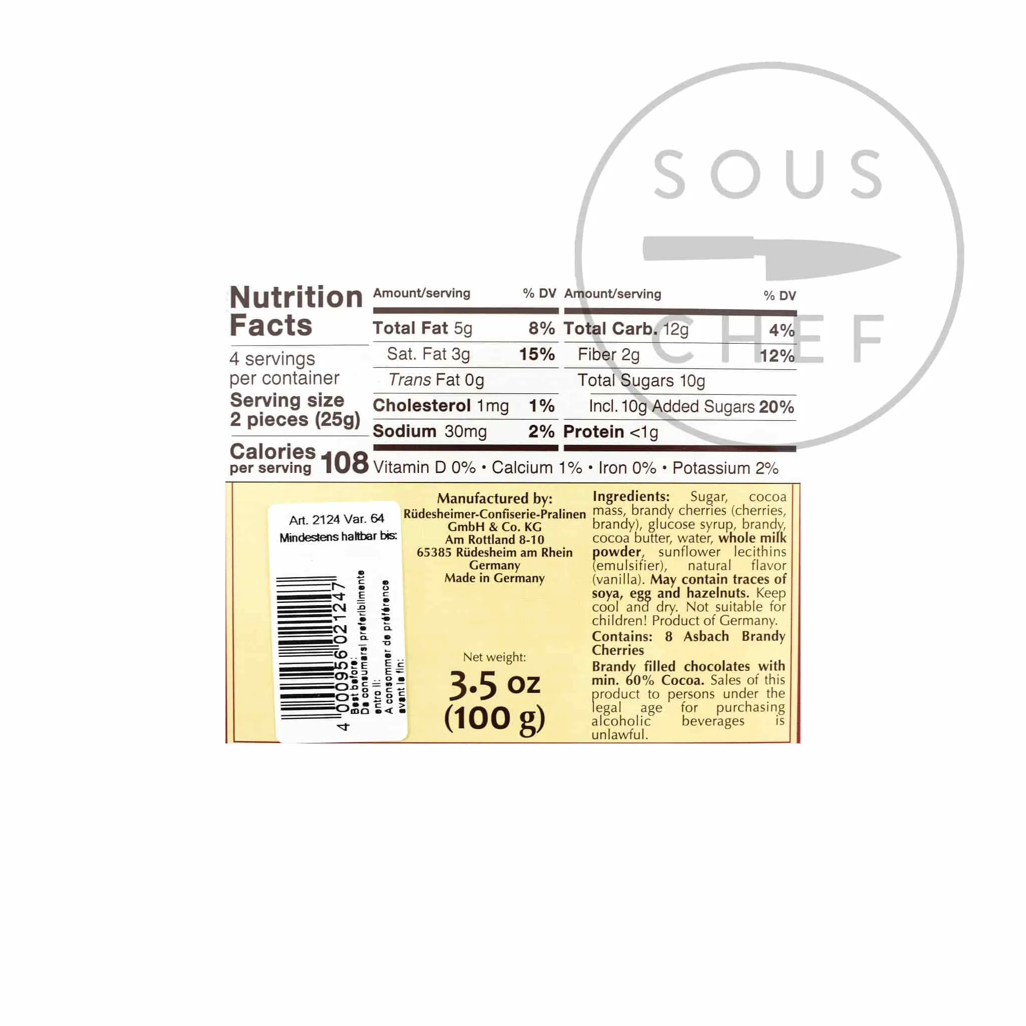 Asbach Cherry Liqueurs (without sugar crust), 100g