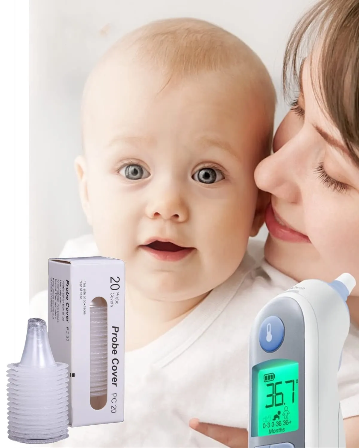 Babekin 100 Counts Ear Thermometer Probe Covers for All Braun Thermometer Models Thermometers, BPA Free Lens Filters