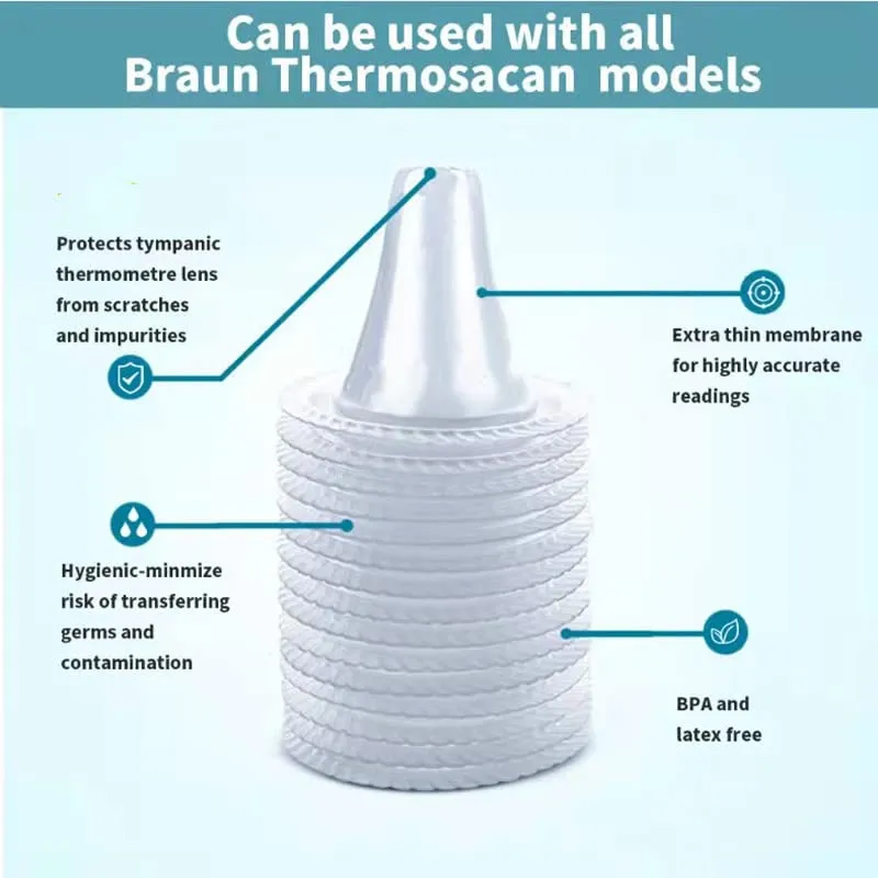 Babekin 100 Counts Ear Thermometer Probe Covers for All Braun Thermometer Models Thermometers, BPA Free Lens Filters