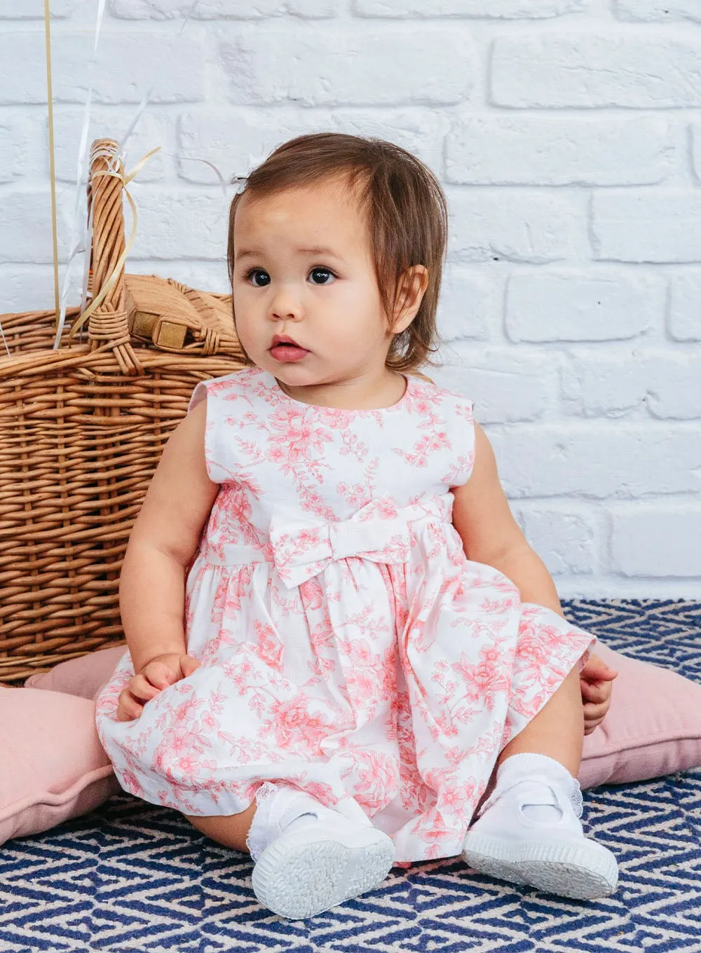 Baby Maeva Bow Dress in Pink Floral
