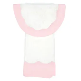 Baby Scalloped Heart Cotton Knit Bib & Burp Set-Pink