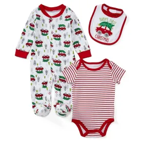 BABY STARTERS Baby's First Christmas Bodysuit, Footie & Bib Set, 3 PC, NWT!