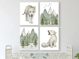 Baby Wolf Nursery Set of 4 Prints