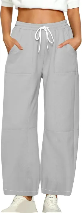 Baggy Sweatpants Women Sherpa Fleece Lined Pants Thick Sweatpants High Waist Wide Leg Pants Drawstring Trousers Pocket