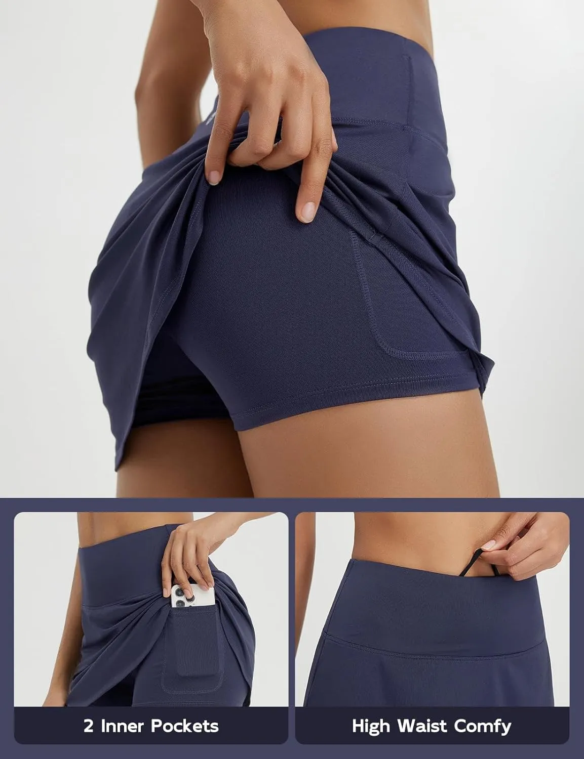 baleaf Womens Tennis Skirt Golf Skorts for Woman High Waisted with Shorts Pockets Athletic Running