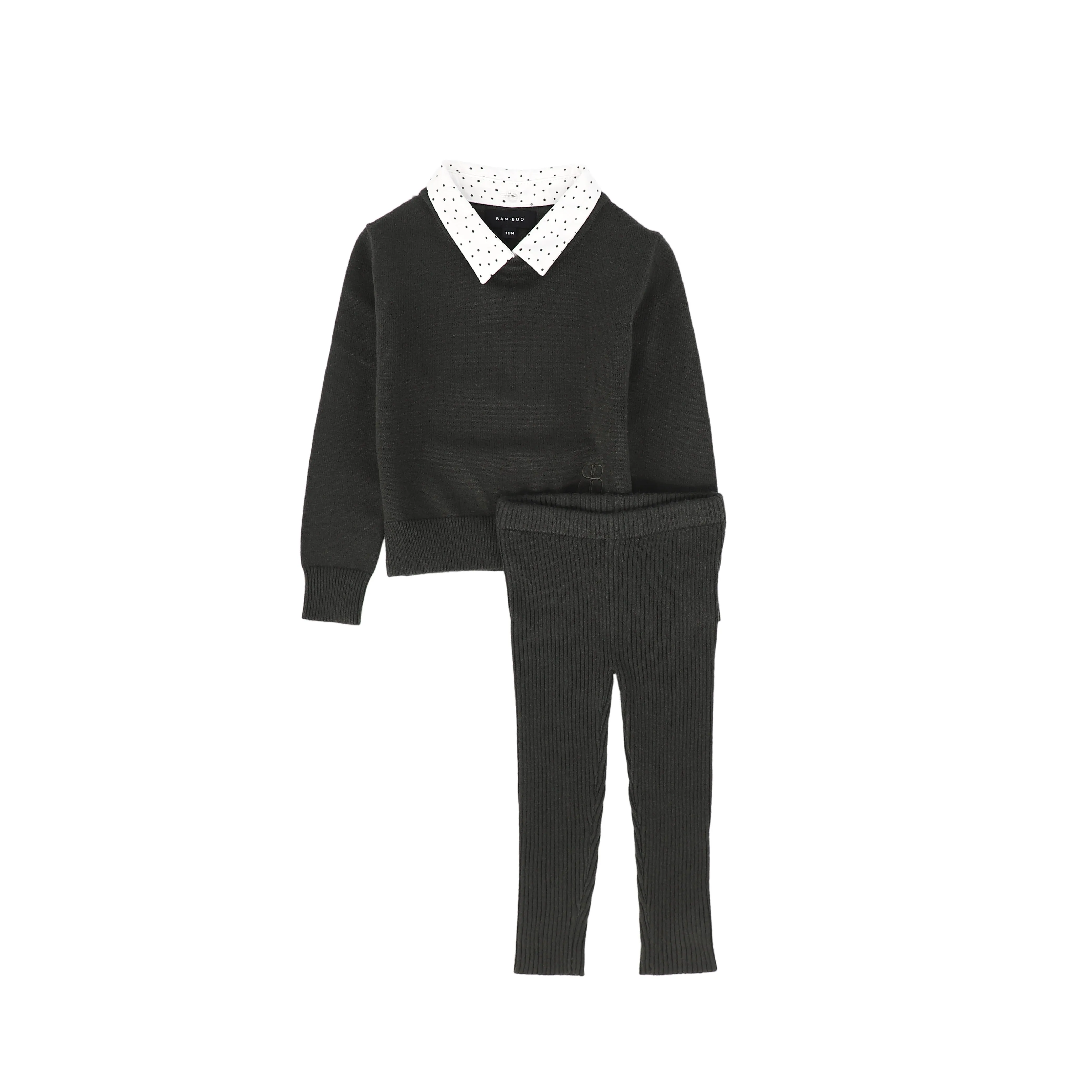 Bamboo Hunter Green Ribbed Knit Sweater Set