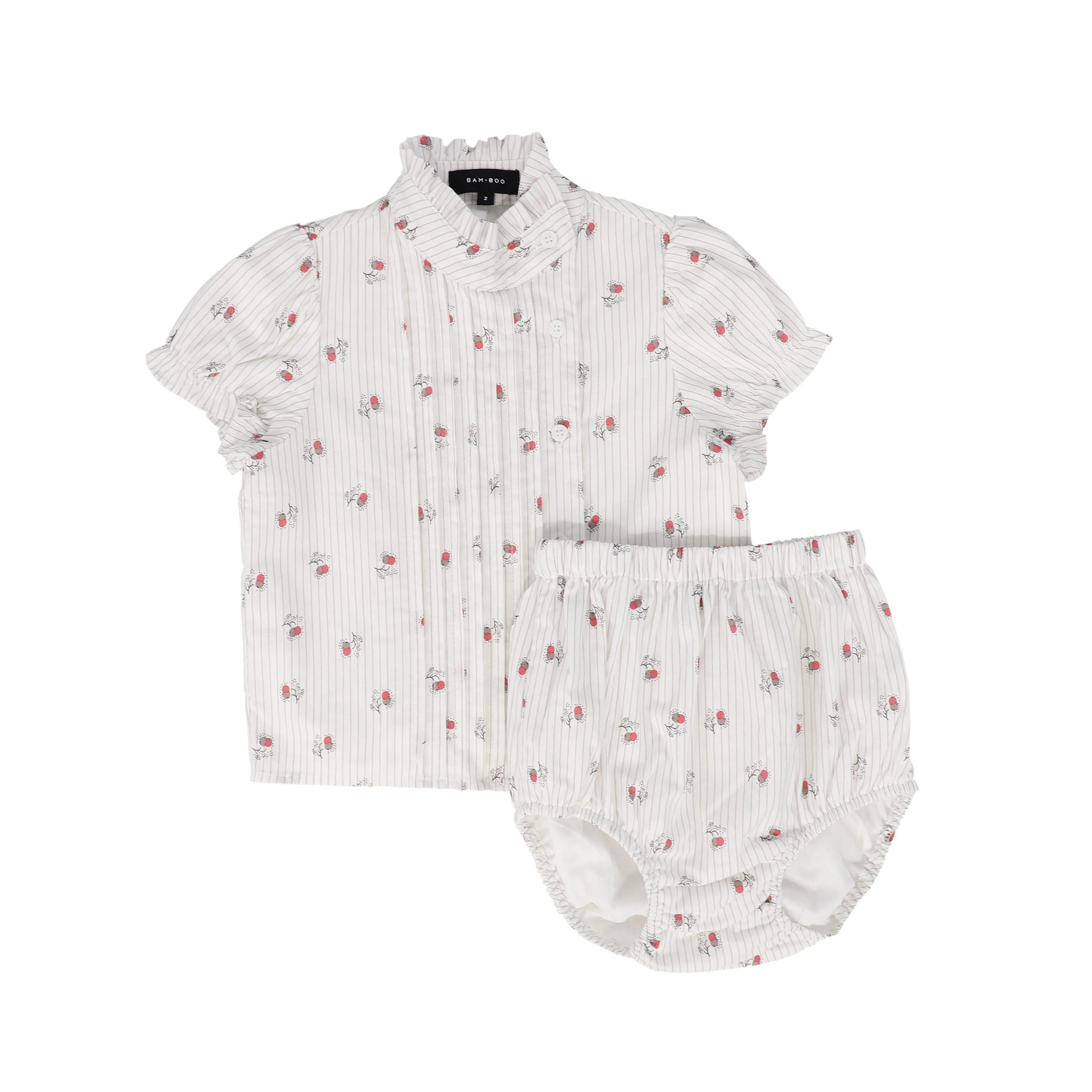 BAMBOO WHITE CHERRY PRINT BLOOMER SET [FINAL SALE]