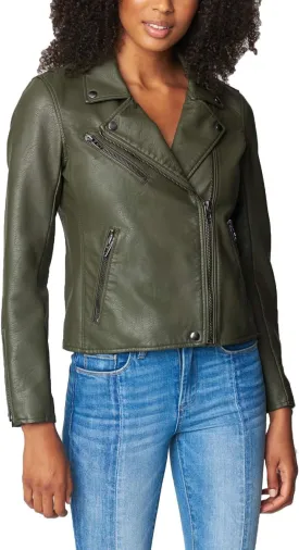 [BLANKNYC] Womens Luxury Clothing Semi Fitted Vegan Leather Motorcycle Jacket