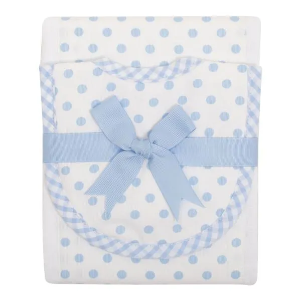 Blue Dots Baby Boy Burp Pad and small bib set