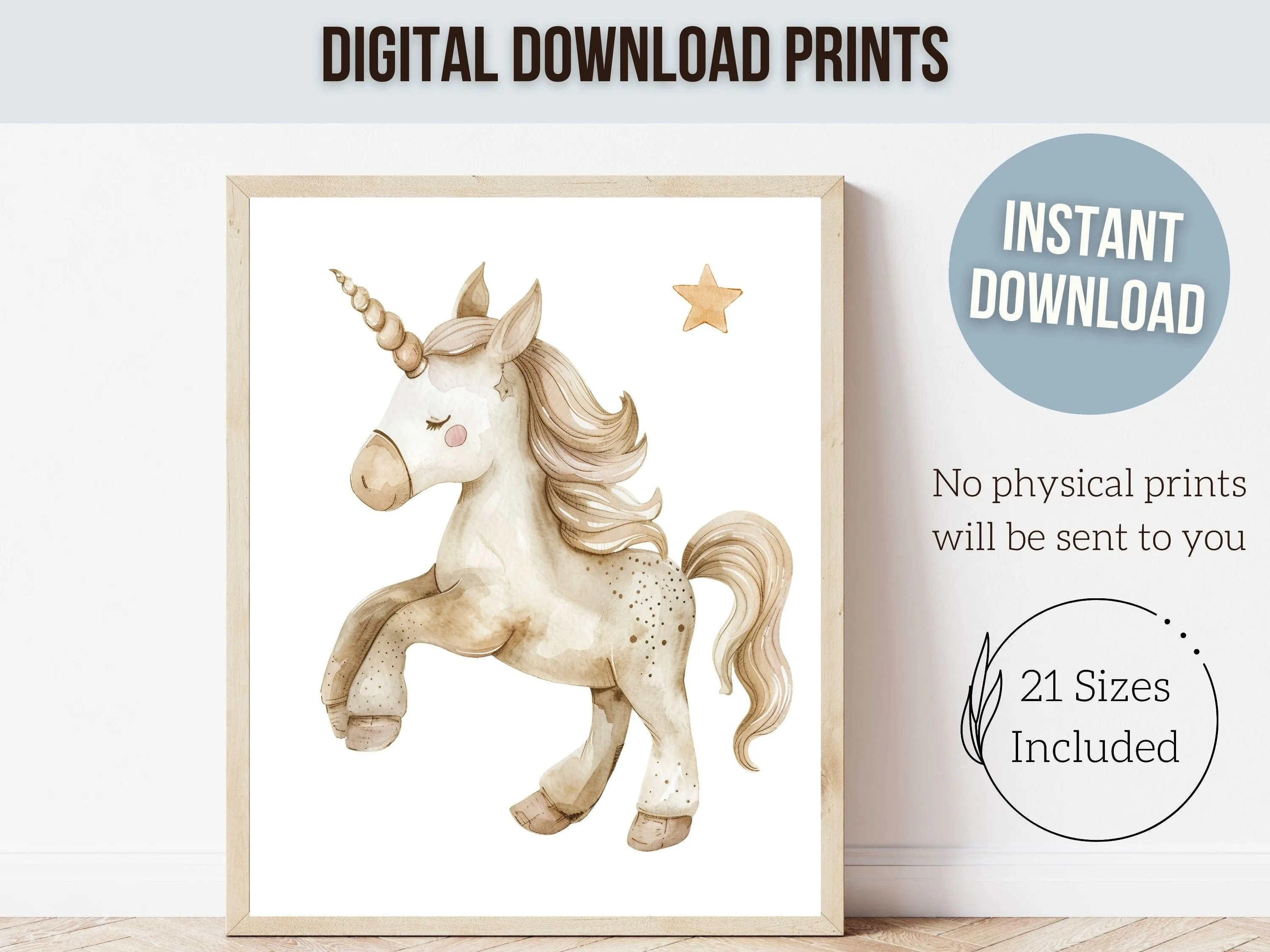 Boho Unicorn Nursery Prints - Set of 6