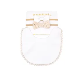 Bonnie & Harlo -Bib & Bow Set - White