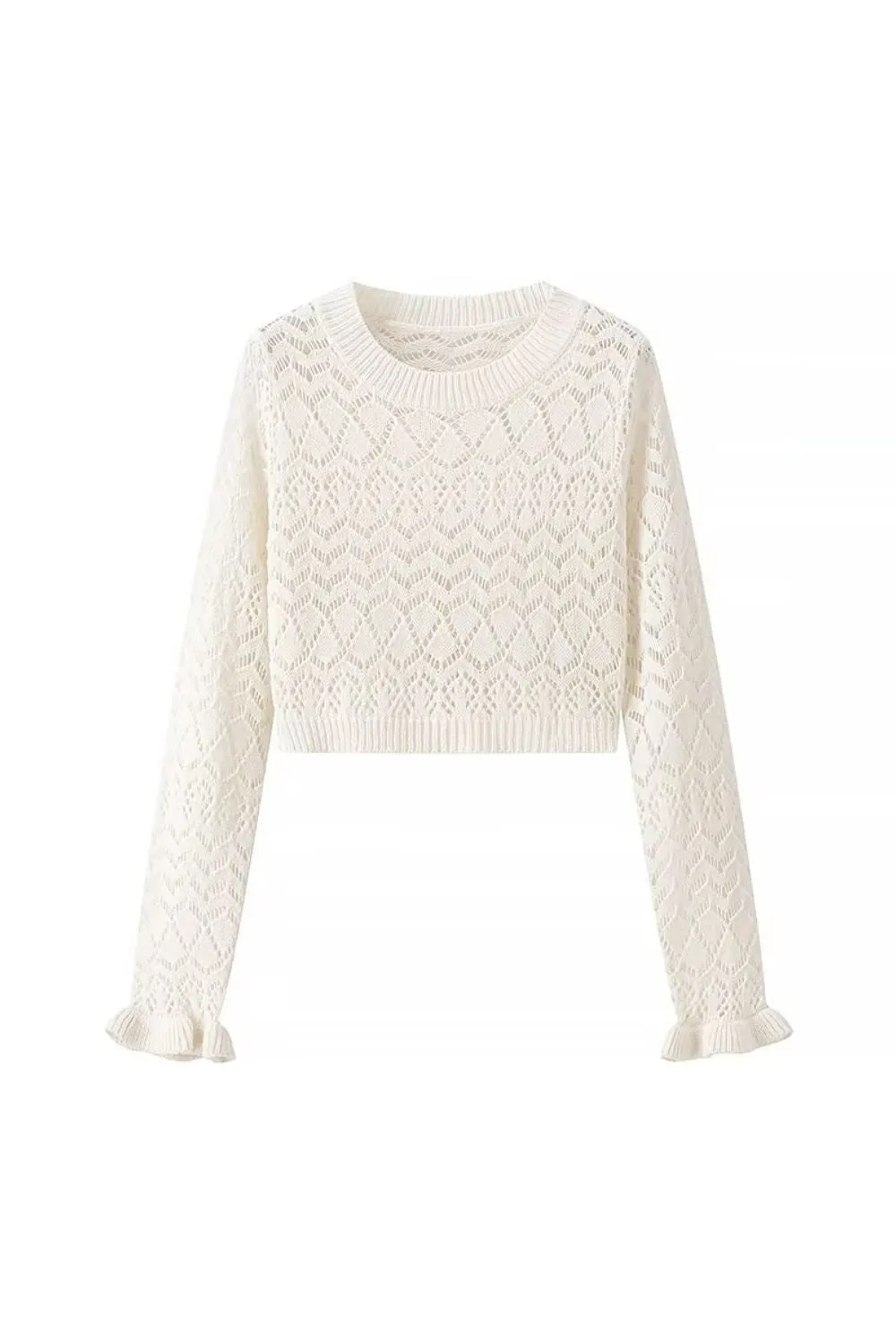 'Brooklyn'Minimalist Knit Top & Openwork Skirt Set（Sold Seperately)