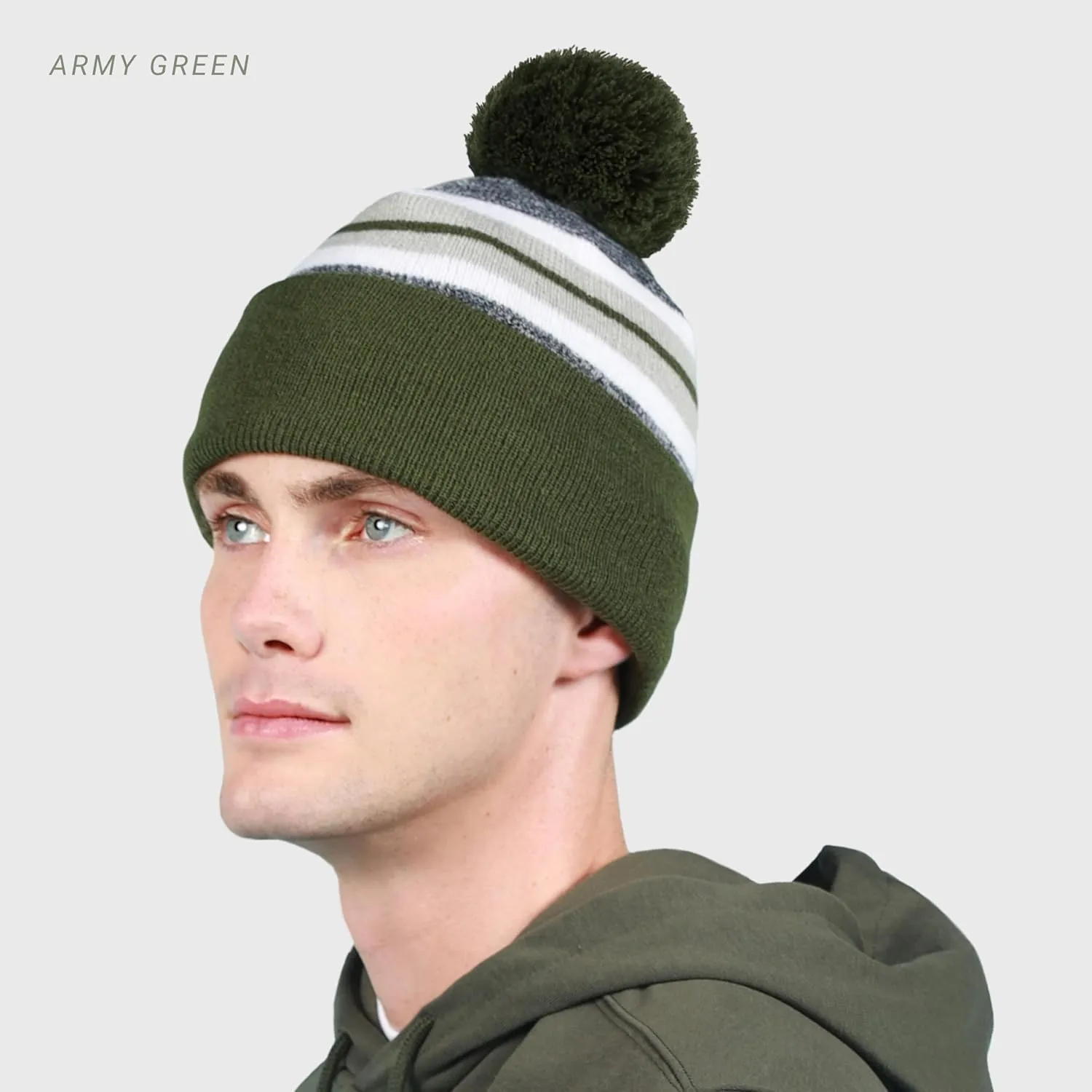 CHOK.LIDS Plain Color Stripe Beanies for Men and Women Soft Acrylic Knit Cuffed Beanie Cap Winter Hat Outdoor