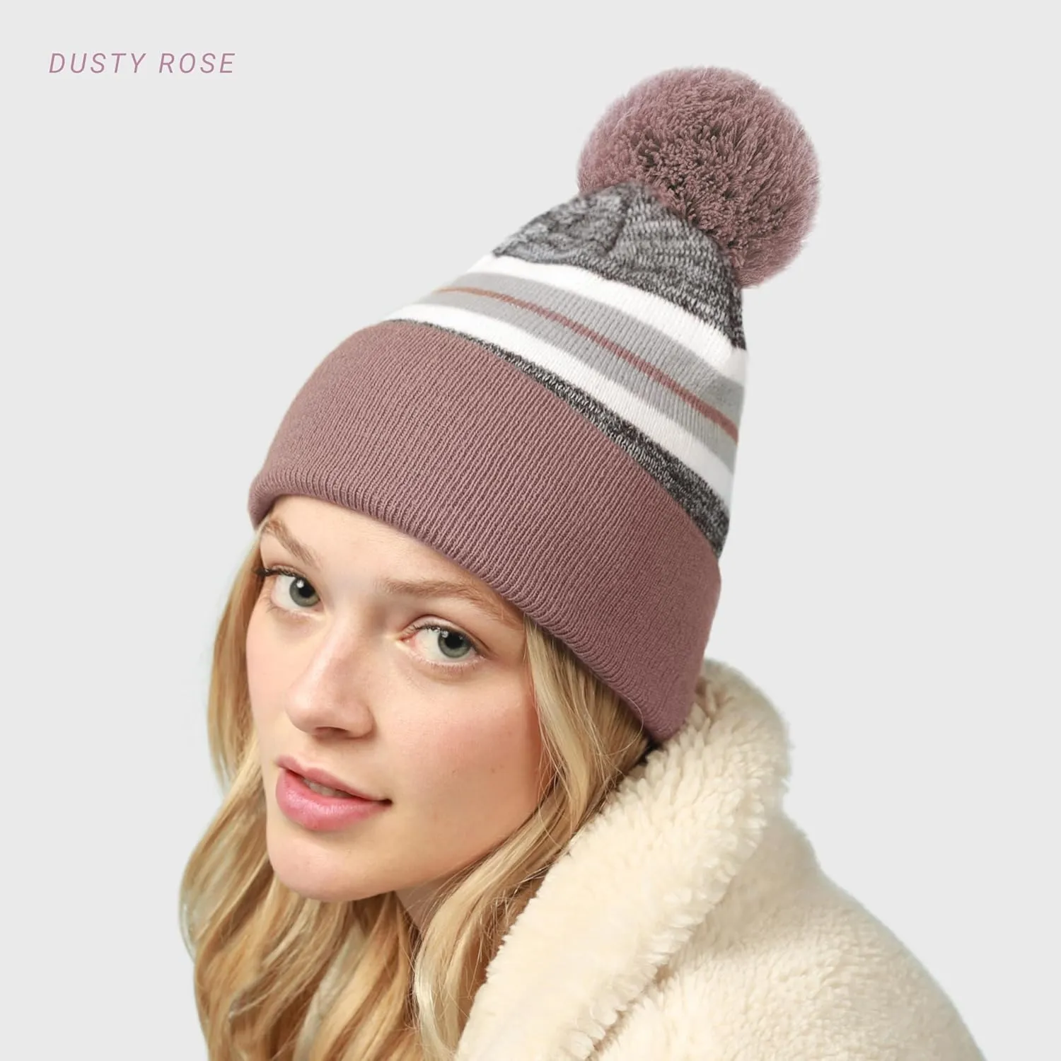 CHOK.LIDS Plain Color Stripe Beanies for Men and Women Soft Acrylic Knit Cuffed Beanie Cap Winter Hat Outdoor