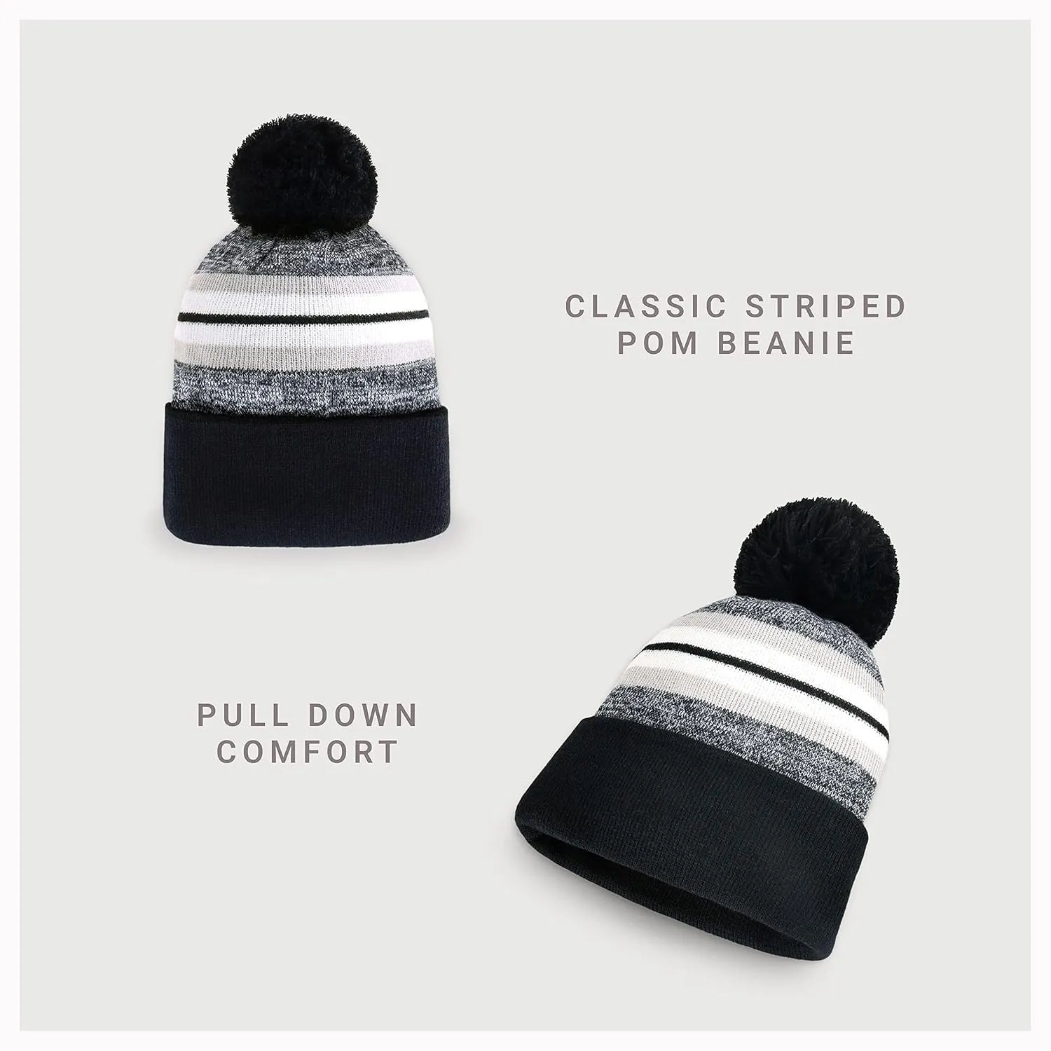 CHOK.LIDS Plain Color Stripe Beanies for Men and Women Soft Acrylic Knit Cuffed Beanie Cap Winter Hat Outdoor