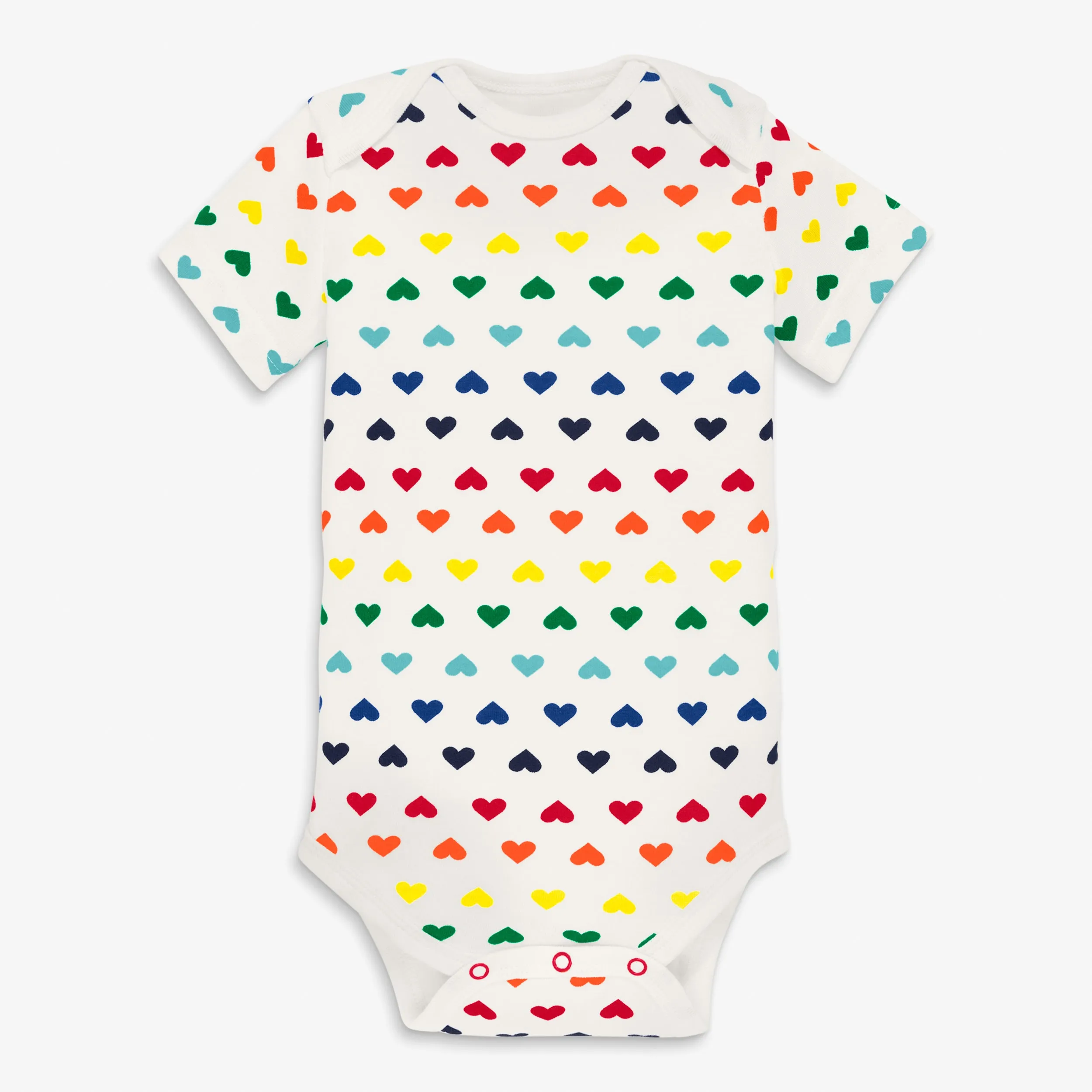 Clearance organic short sleeve babysuit in rainbow heart