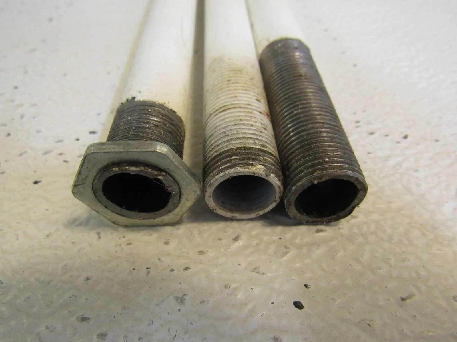 Commercial Threaded Pendant Light Rods 16-in Lot of 3 White/Silver -- Used