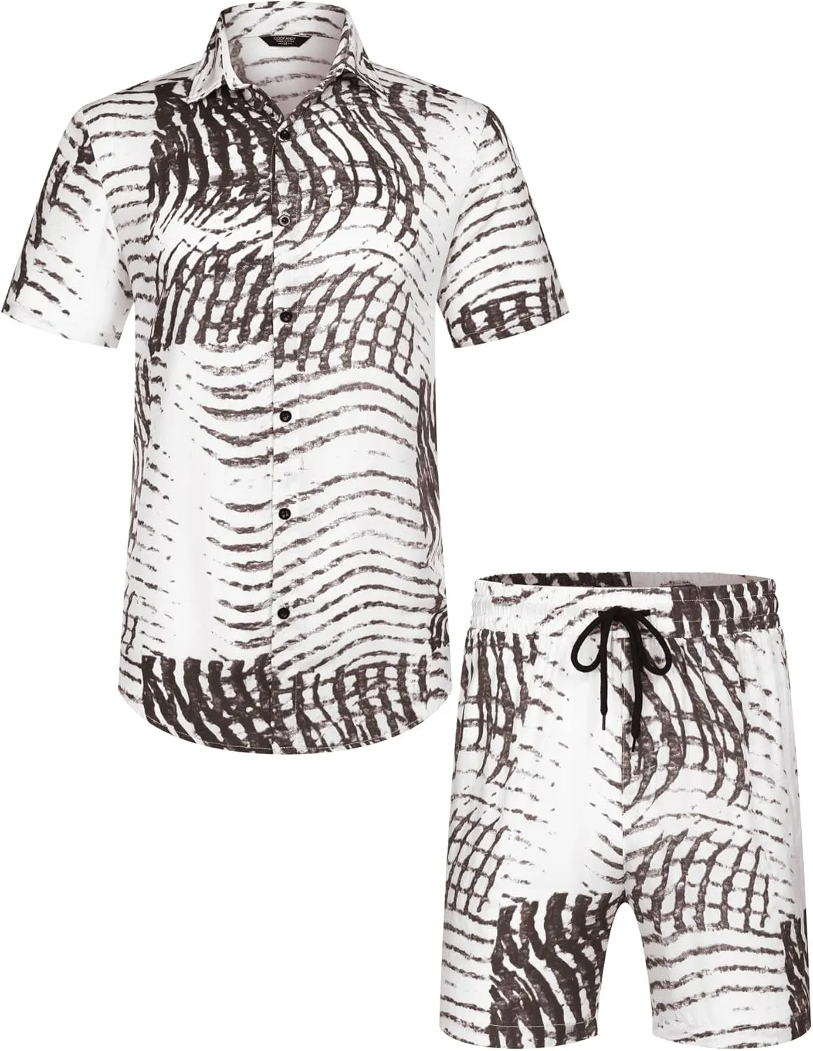 COOFANDY Men's Hawaiian Matching Set Summer Beach 2 Piece Outfits Flower Button Down Shirts and Shorts Vacation Outfits
