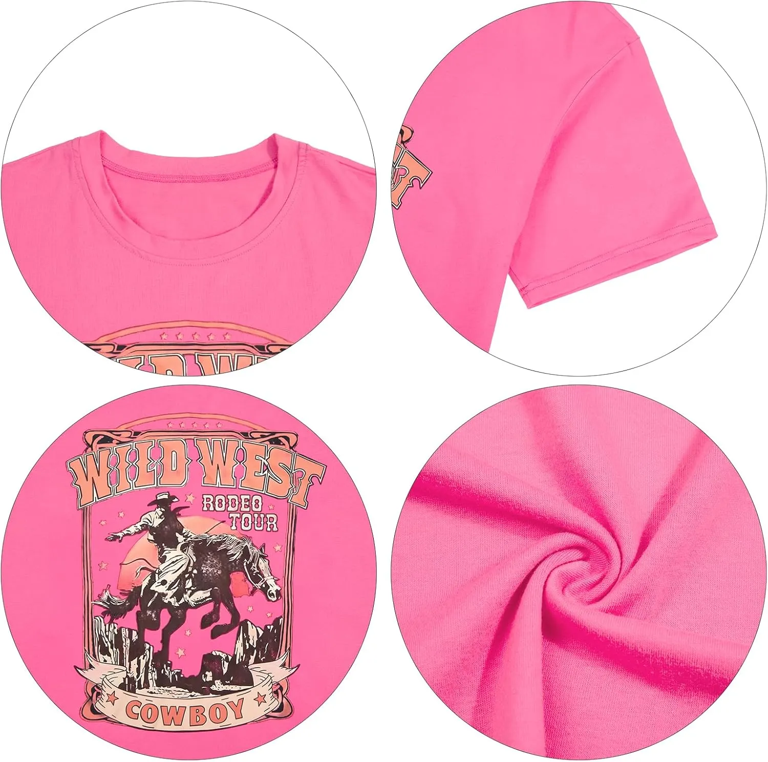 Cowgirl Western Dress for Women Rodeo Cowboy Graphic Tees Vintage Country Western Outfits Casual Short Sleeve Dresses