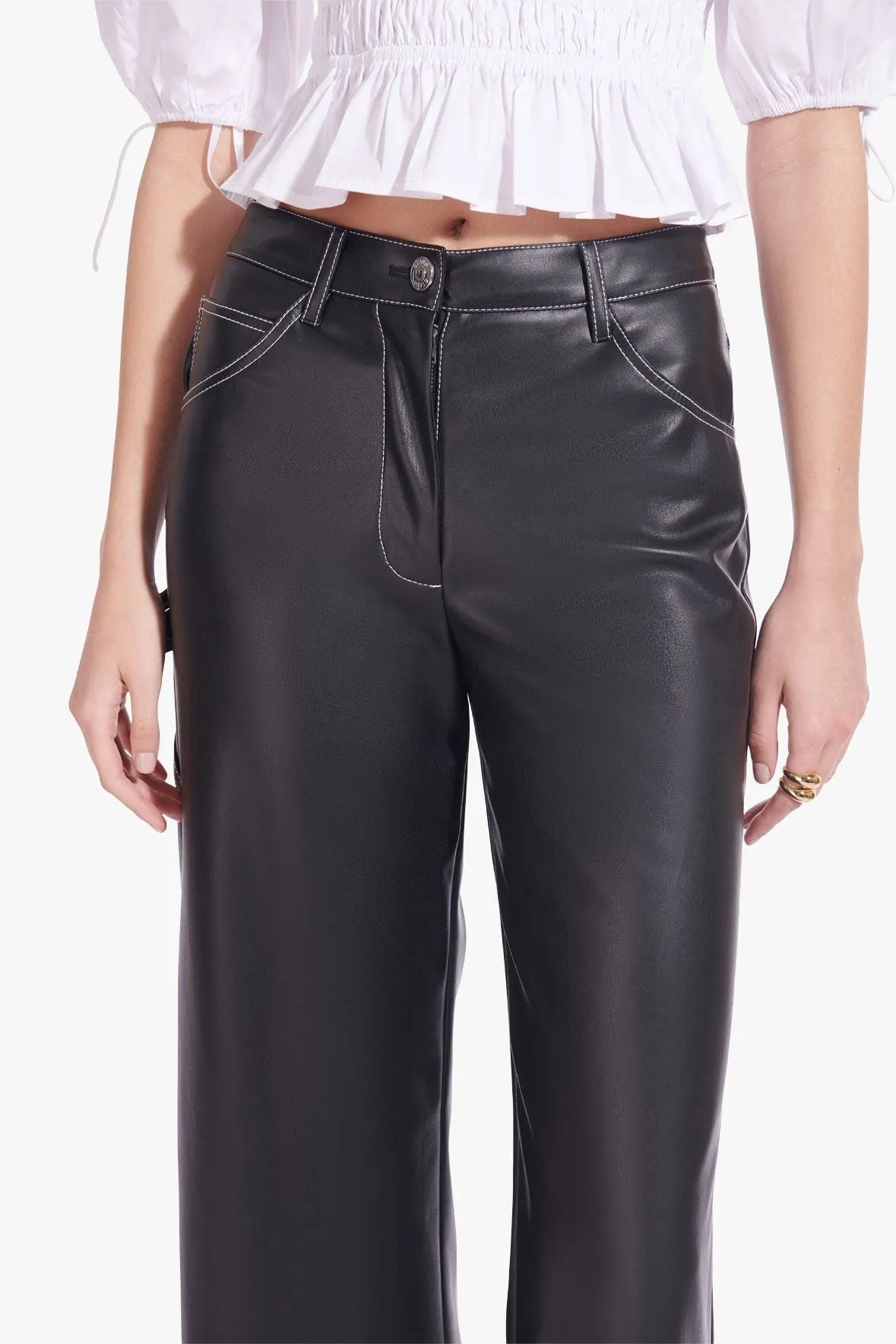 CROPPED DOMINO PANT | BLACK VEGAN LEATHER