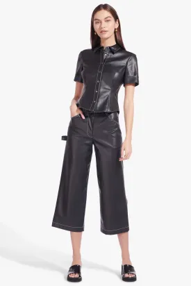 CROPPED DOMINO PANT | BLACK VEGAN LEATHER