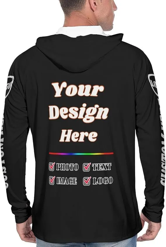 Custom Personalized Sun Protection Hoodie UV Shirt for Men Women, Customized UPF 50  Long Sleeve Tshirts Gifts