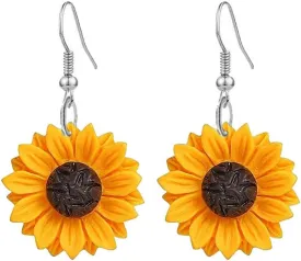 Daisy Sunflower Earrings for Women Handmade Resin Sunflower Dangle Earrings